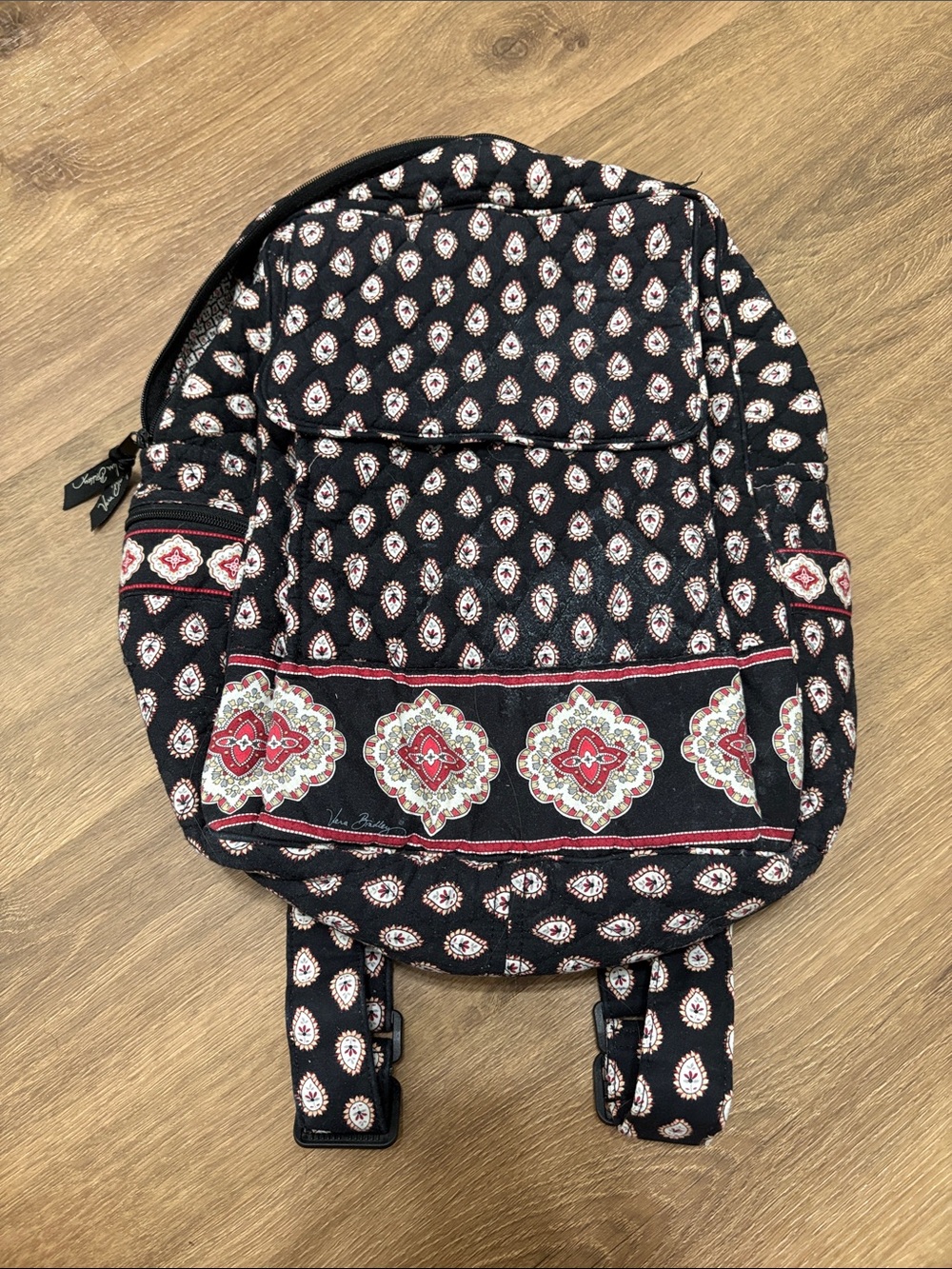 Vera Bradley Red Pirouette Black and Red Patterned Women's Backpack *Fading